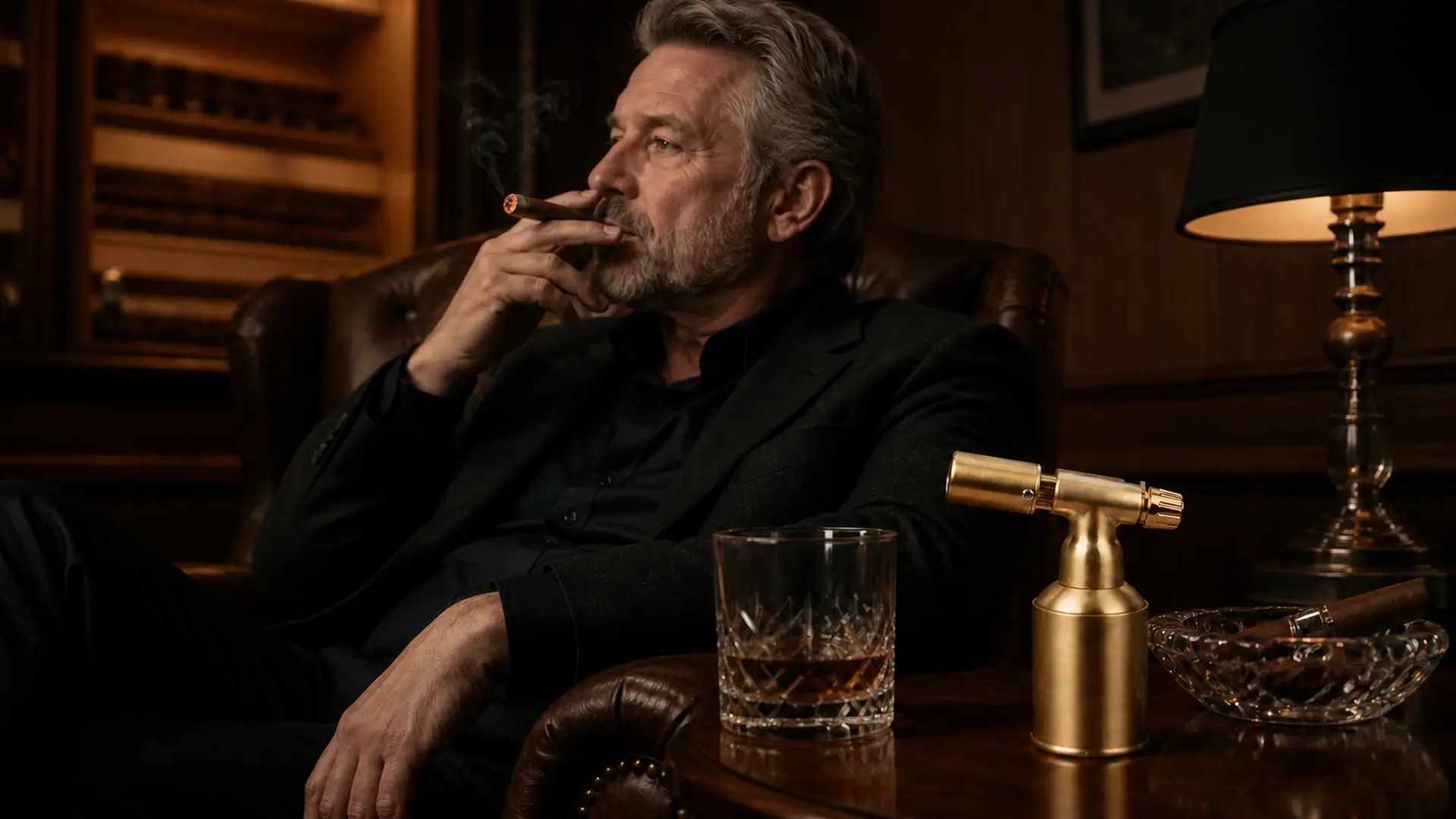 JIFAN premium torch displayed in a relaxed cigar setting